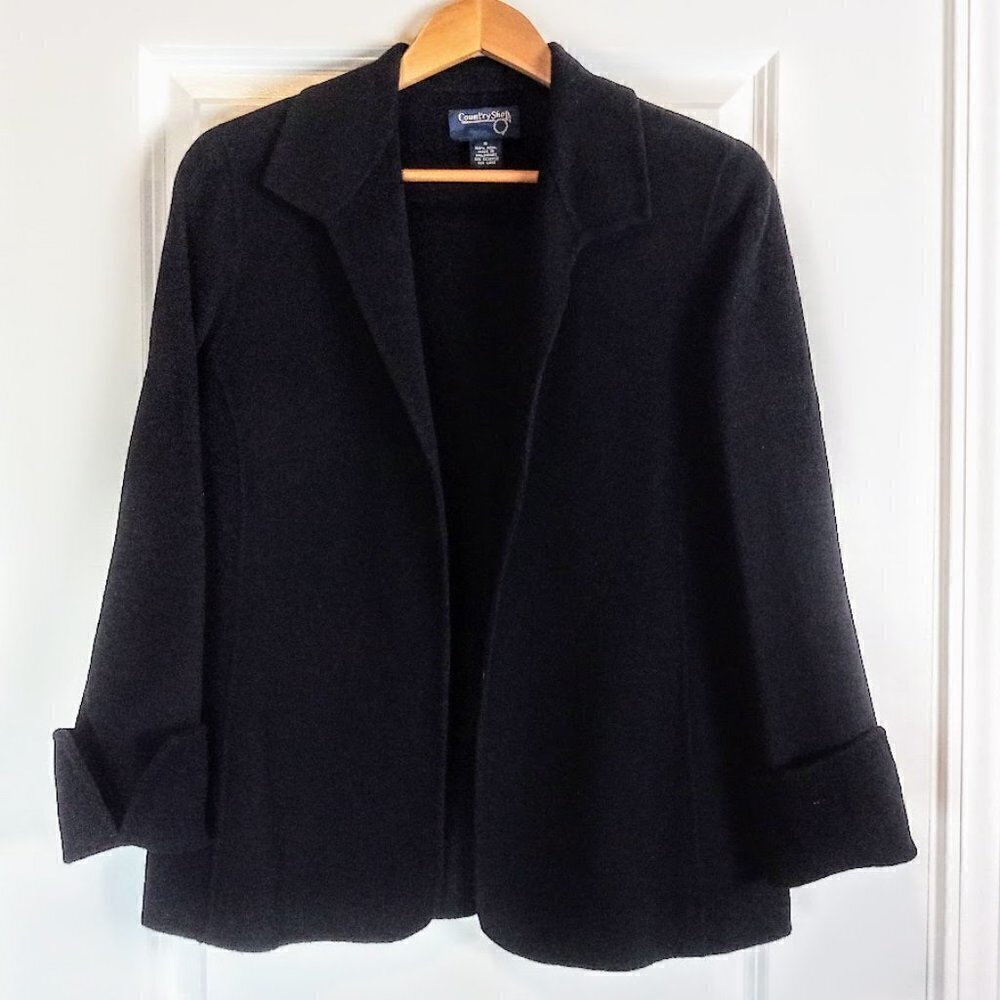 Country Shop Black Wool Open Jacket